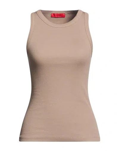 Max & Co . Woman Tank Top Khaki Size S Cotton, Elastane In Neutral