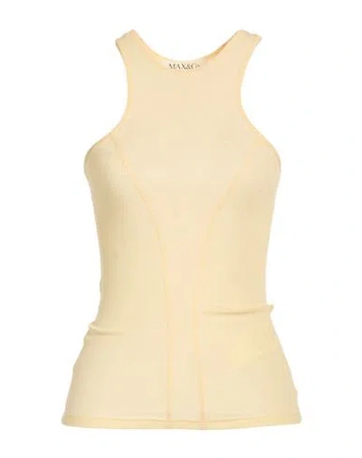 Max & Co . Woman Tank Top Pastel Yellow Size Xl Modal, Elastane