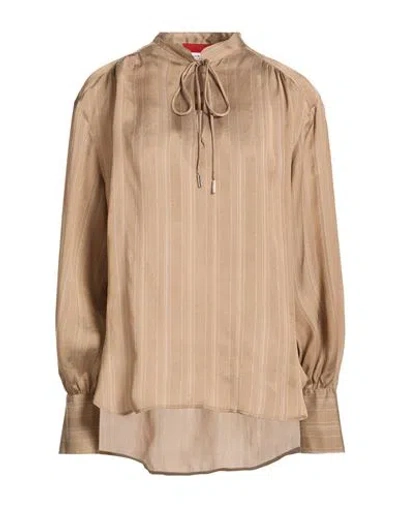 Max & Co . Woman Top Camel Size 2 Viscose, Silk In Brown
