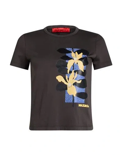 Max & Co . Woman T-shirt Charcoal Size Xl Cotton In Black