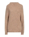 Max & Co . Woman Turtleneck Camel Size Xl Alpaca Wool, Synthetic Fibers, Wool, Silk