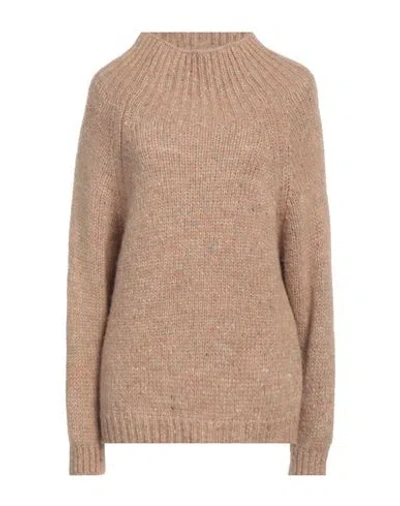 Max & Co . Woman Turtleneck Camel Size Xl Alpaca Wool, Synthetic Fibers, Wool, Silk