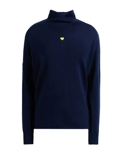 Max & Co . Woman Turtleneck Navy Size Xs Virgin Wool In Blue