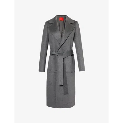 Max & Co Womens Runaway Notch-collar Wool Coat Medium Grey