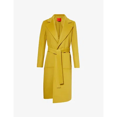 Max & Co Womens Runaway Notch-collar Wool Coat Yellow