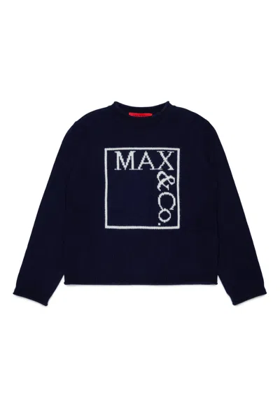 Max & Co Kids' Wool And Cashmere Blend Pullover In Animal Print