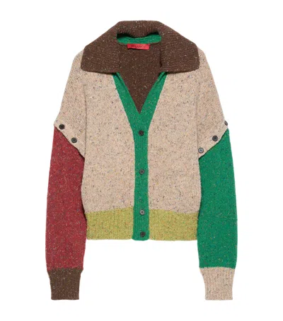 Max & Co . Wool Block-colour Cardigan In Green