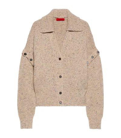 Max & Co . Wool Button-detail Cardigan In Beige