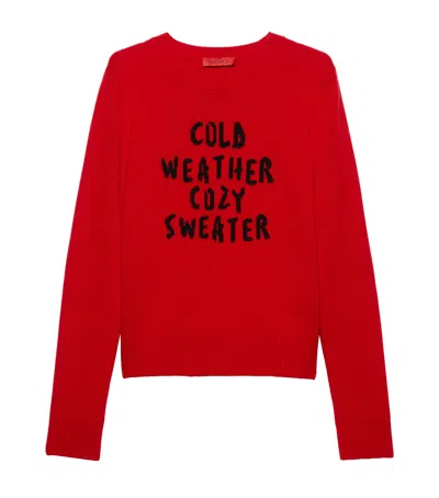 Max & Co Wool-cashmere Embroidered Sweater In Red