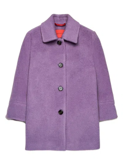 Max & Co Kids' Wool Coat In Purple