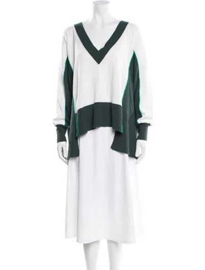 Pre-owned Max & Co Wool Colorblock Pattern Sweater In Green