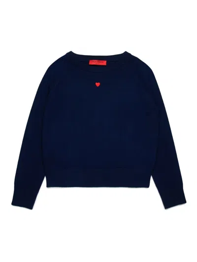 Max & Co Kids' Wool Crew-neck Sweater In Blau