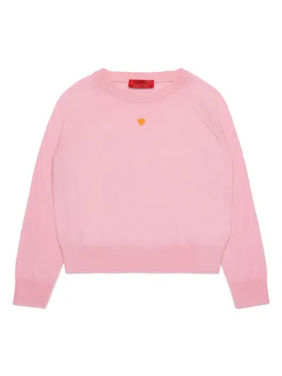 Max & Co Kids' Wool Crew-neck Sweater In Pink