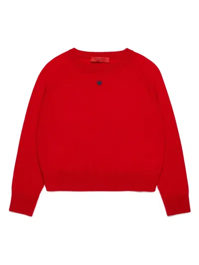 Max & Co Kids' Wool Crew-neck Sweater In Rot