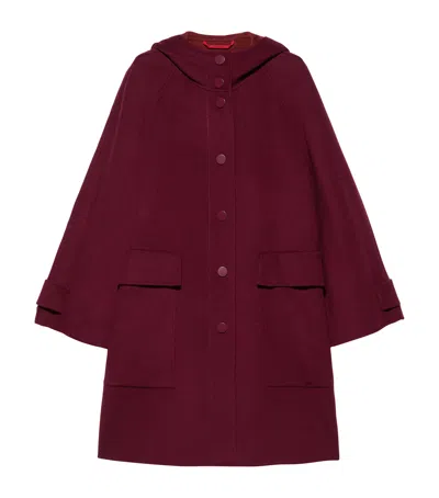 Max & Co . Wool Hooded Coat In Burgundy