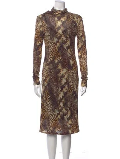 Pre-owned Max & Co Wool Midi Length Dress In Multi