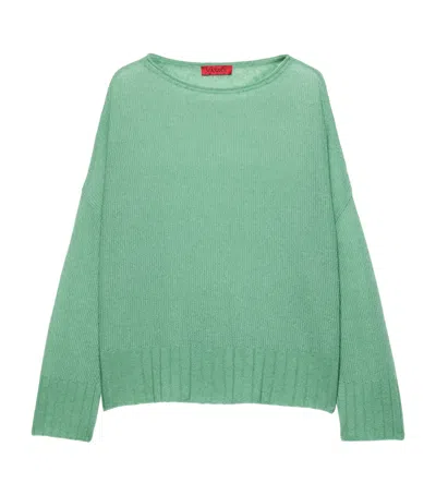 Max & Co . Wool-blend Boat-neck Sweater In Green