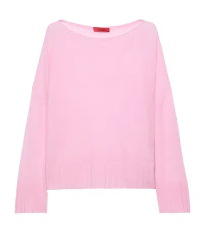 Max & Co . Wool-blend Boat-neck Sweater In Pink