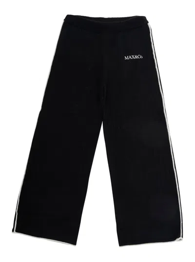 Max & Co Max&co. Wool-blend With Side Stripes Trousers In Black
