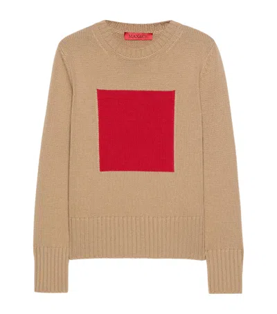 Max & Co . Wool-cashmere Square Sweater In Brown
