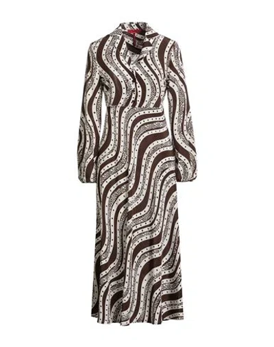 Max & Co. X Duro Olowu Woman Midi Dress Brown Size 10 Silk