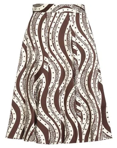 Max & Co. X Duro Olowu Woman Midi Skirt Brown Size 12 Cotton, Elastane