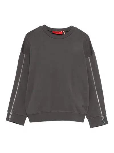 Max & Co Zip-embellished Sweatshirt In Gray