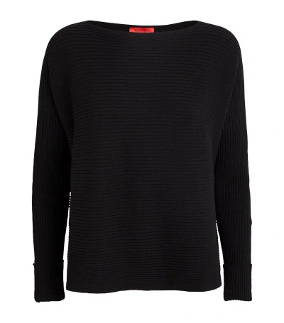 Max & Co Cotton-blend Ribbed Sweater In Black
