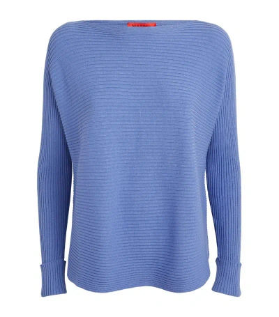 Max & Co Cotton-blend Ribbed Sweater In Blue