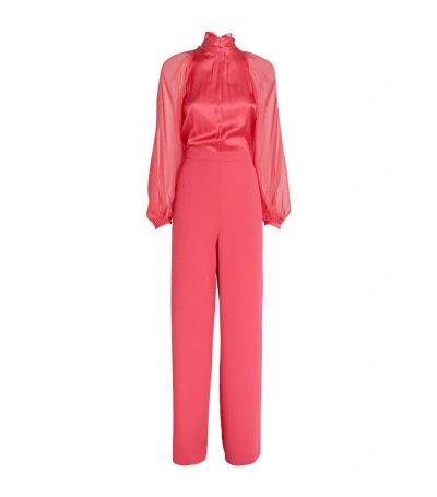 Max & Co Crepe-satin-chiffon Jumpsuit In Pink