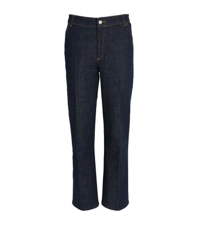 Max & Co Denim Tapered Trousers In Blue