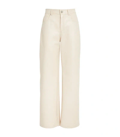 Max & Co Faux Leather Trousers In Beige