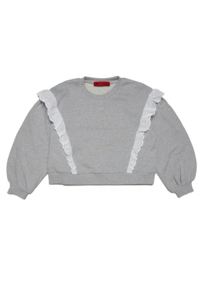 Max & Co Kids' Ruffle-detail Cotton Sweatshirt In Grey
