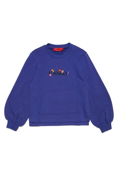 Max & Co Max&co. Kids Logo Embroidered Crewneck Sweatshirt In Blue