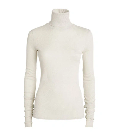 Max & Co Metallic Rollneck Top In White