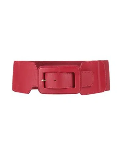 Max & Co . Woman Belt Burgundy Size Xs Polyester, Linen, Rubber, Cow Leather In Red