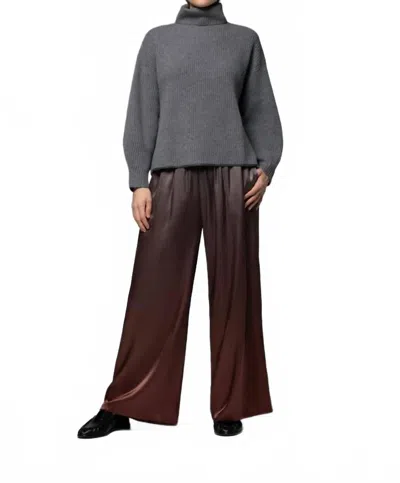 Max & Moi Basti Wide Leg Stretch Silk Pant In Gradient Chocolate In Brown