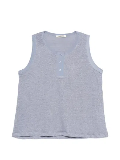 Max & Moi Button-embellishment Sleeveless Top In Blue
