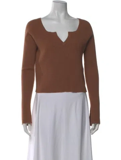 Pre-owned Max & Moi Cashmere V-neck Sweater In Brown