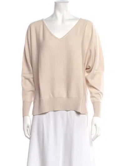 Pre-owned Max & Moi Cashmere V-neck Sweater In Neutral