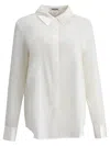 Max&moi Classic Long-sleeve Silk Blend Shirt In White