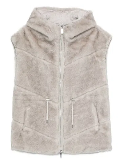 Max&moi Eco-fur Sleeveless Jacket In Neutral