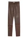 Max & Moi Elasticated Leather Leggings In Brown