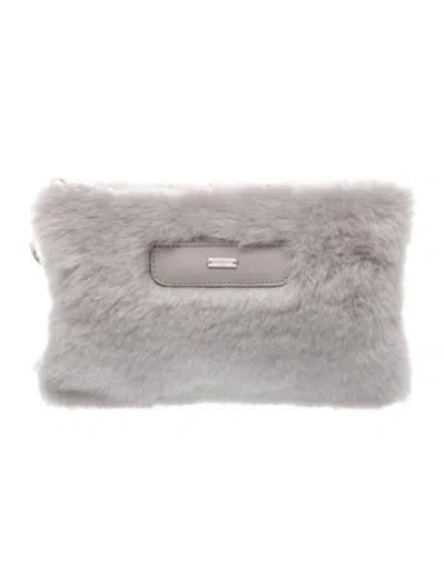 Pre-owned Max & Moi Faux Fur Clutch In Grey
