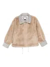 Max & Moi Faux-fur Drawstring Coat In Neutral