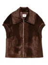 Max & Moi Faux-fur Short-sleeved Jacket In Brown