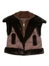 Max & Moi Fur-trimmed Quilted Gilet In Brown