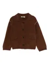 Max & Moi Giselle Chain-trimmed Button Cardigan In Brown