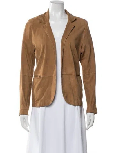 Pre-owned Max & Moi Goat Leather Blazer In Brown