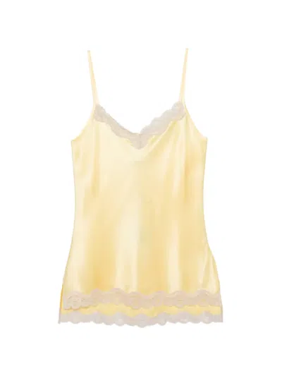 Max & Moi Lace-trim Silk Top In Yellow
